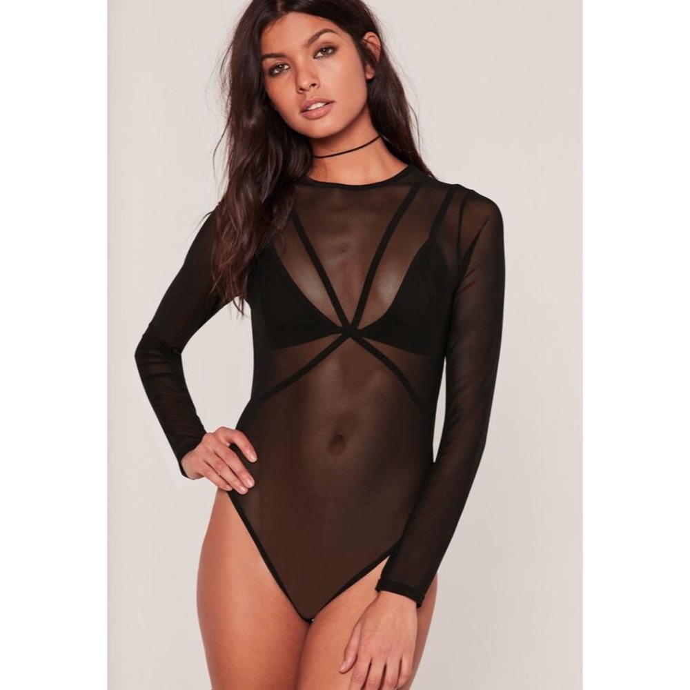 Misguided black mesh bodysuit NWT